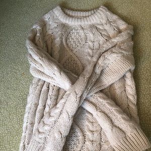 White Cable-Knit Sweater